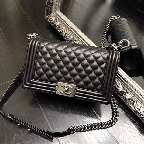 chanel black leather boy chanel bag with chains